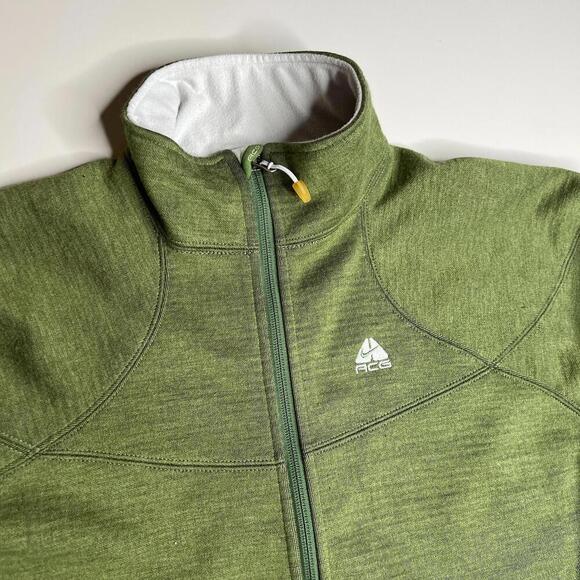Nike ACG Women’s Green Full Zip Fleece Jacket Size L Waffle Lined Outdoor - Picture 14 of 15